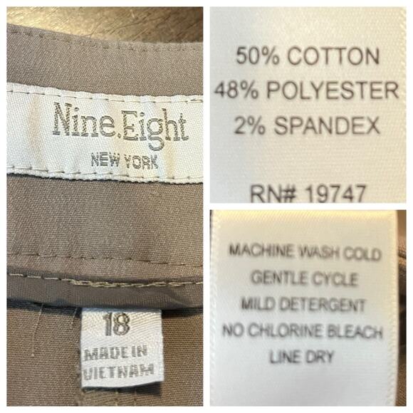 Nine Eight Dress Pants Career Trousers Mid Rise Taupe Women’s Plus Size 16 - Picture 7 of 8